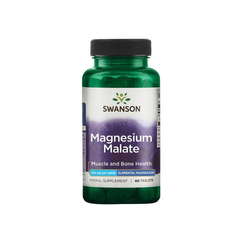 Swanson Magneziu Malat 1000 mg 60 Tablete Este un factor crucial atât pentru relaxarea musculară, cât și pentru sănătatea inimii