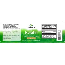 Keratin 50 Mg 60 Capsule, Swanson Beneficii Keratina: ceară naturală și pură, fabricat din lână tibetană, promovează articulații