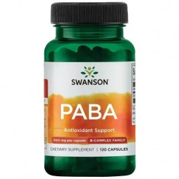 Swanson PABA 500 mg – 120 Capsule – Sanatatea Pielii si Protectie Antioxidanta Beneficii Paba: Vitamina B, Antioxidant puternic,