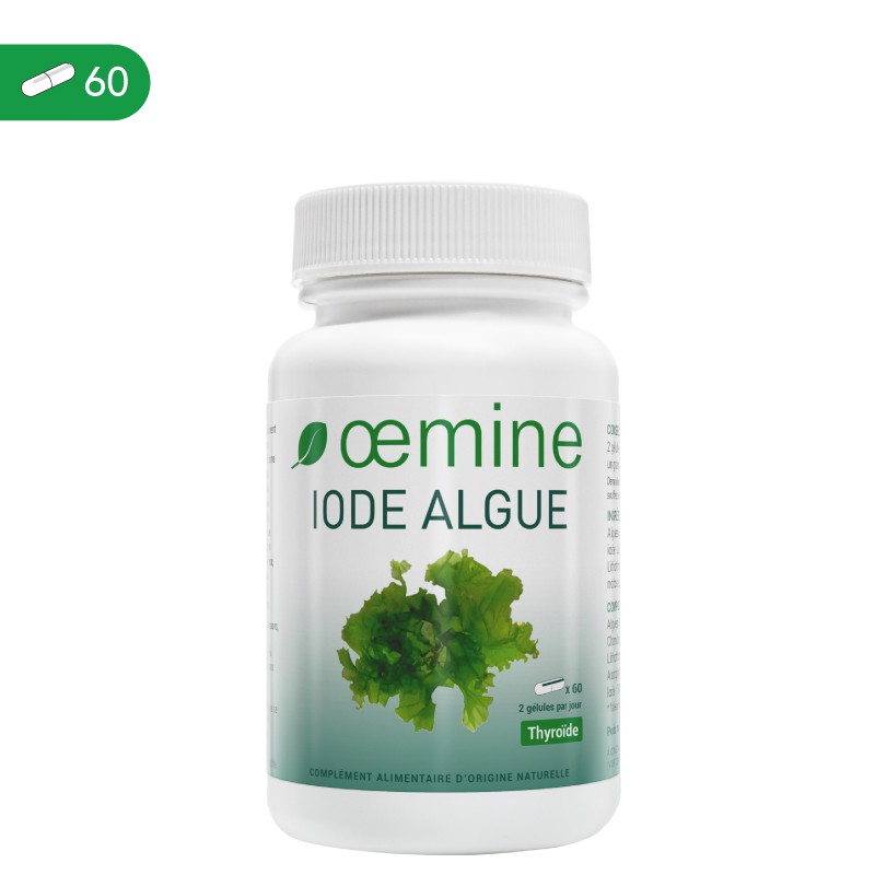 Iod natural din alge 60 Capsule, Oemine Beneficii iod: imbunatateste metabolismul, protectie sigura a glandei tiroidiene, ofera 
