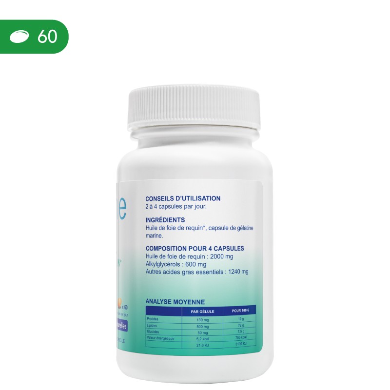 Ulei din ficat de rechin 500mg 60 Capsule, ALKYL Oemine - 1 | YEO