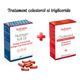 Krill Oil + Drojdie Orez Roșu 2x60 Capsule Nutrisan Suport Lipidic Scade colesterolul și trigliceridele mărite, natural și efici