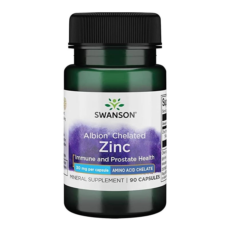 Swanson Albion Chelated Zinc (Zinc chelat), 30mg - 90 Capsule Beneficii Zinc chelat- reglarea proceselor metabolice si a activit
