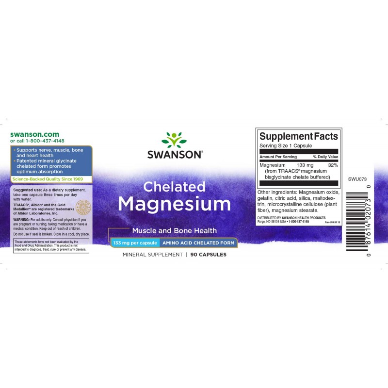 Albion Magnesium Glycinate - Magneziu Glicinat 133 mg 90 Capsule, Swanson - 1 | YEO