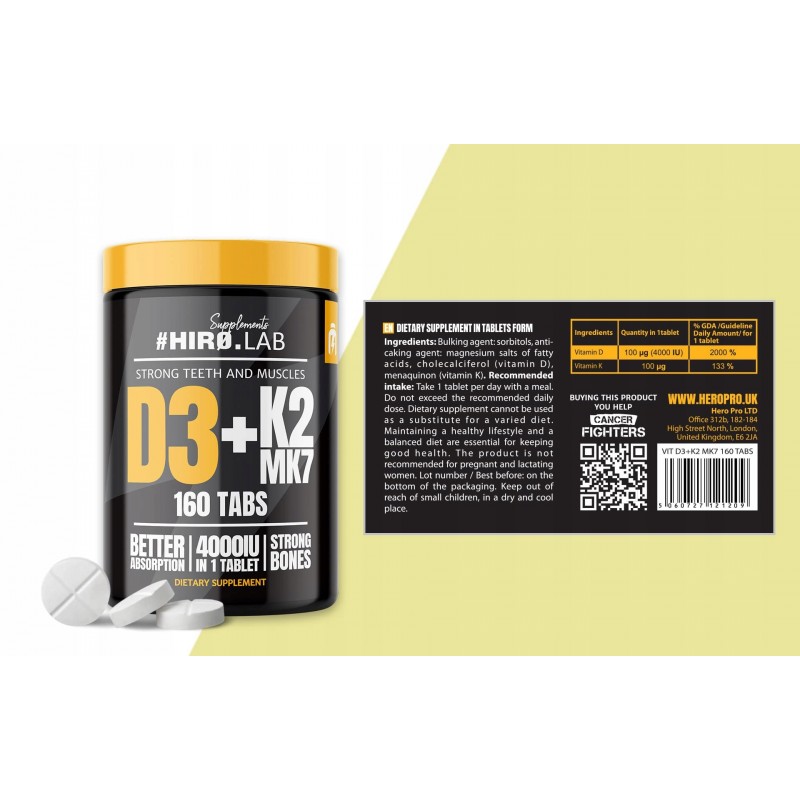 Vitamina D3 + K2 (MK7), 160 Tablete - 1 | YEO