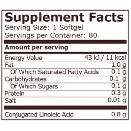 Pure Nutrition USA CLA 800 mg 80 gelule Beneficii CLA: ajuta la pierderea in greutate, eficient impotriva excesului de grasimi, 