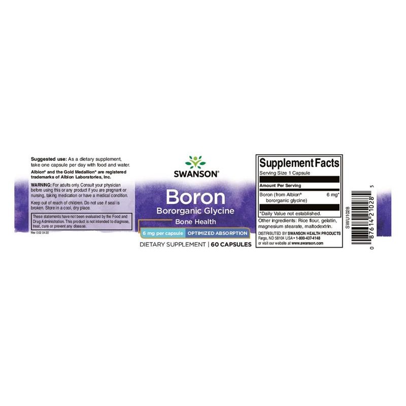 Bor Organic - Boron Organic 6mg 60 Capsule, Swanson - 2 | YEO