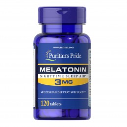 Puritan's Pride Melatonină 3 mg 120 de tablete (Insomnie, tulburari somn, somnifer natural) Beneficii Melatonina: imbunatateste 