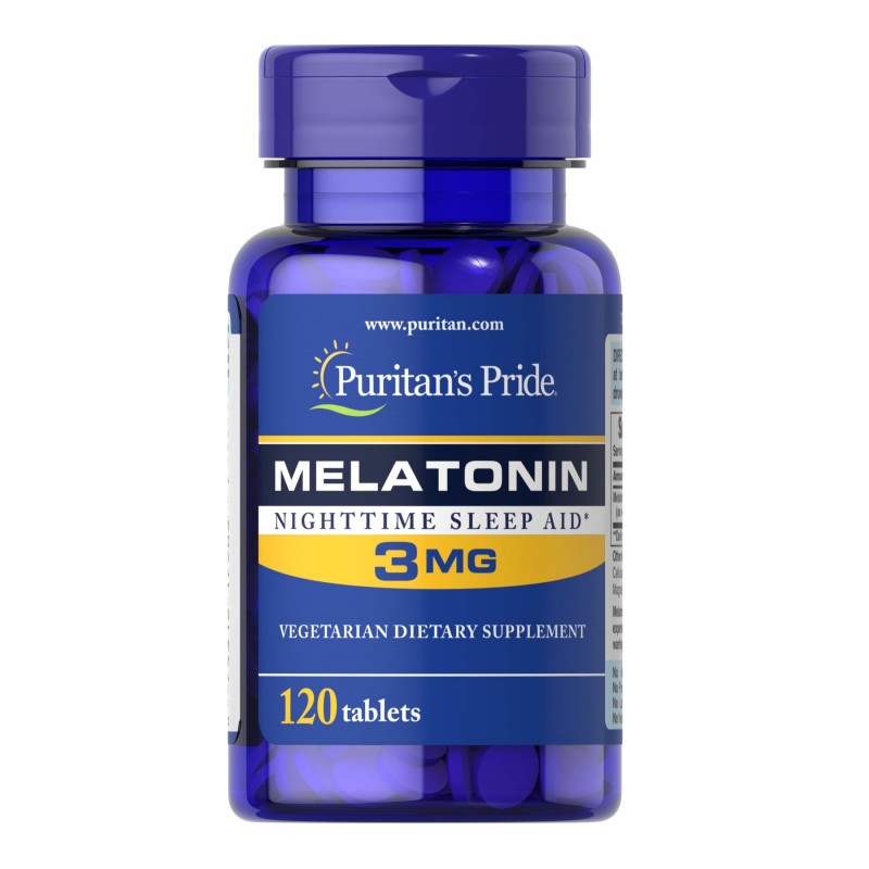 Mela'tonină 3mg 120 Tablete (Insomnie, tulburari somn, somnifer natural) Puritan's Pride Melatonina 3mg beneficii: imbunatateste
