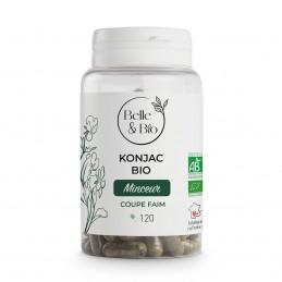 Belle&Bio Konjac Bio (Glucomannan Bio) 120 capsule Beneficii Konja, Glucomannan: inhiba apetitului, opreste foamea, senzatie de 