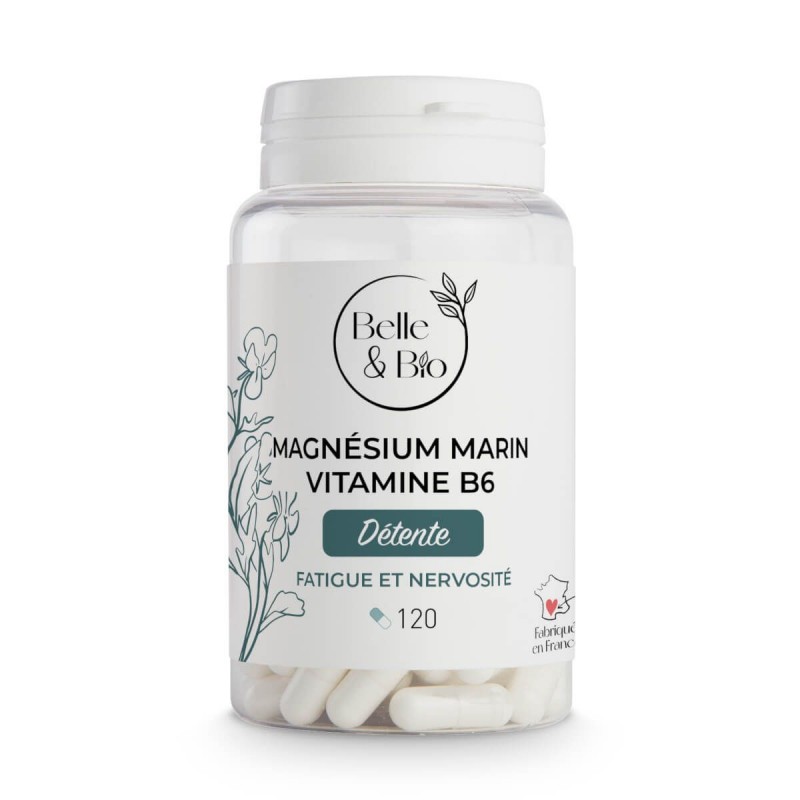 Belle&Bio Magneziu Marin + B6 120 Capsule – Somn & Relaxare Beneficii Magneziu marin si Vitamina B6: mentine metabolismul energe