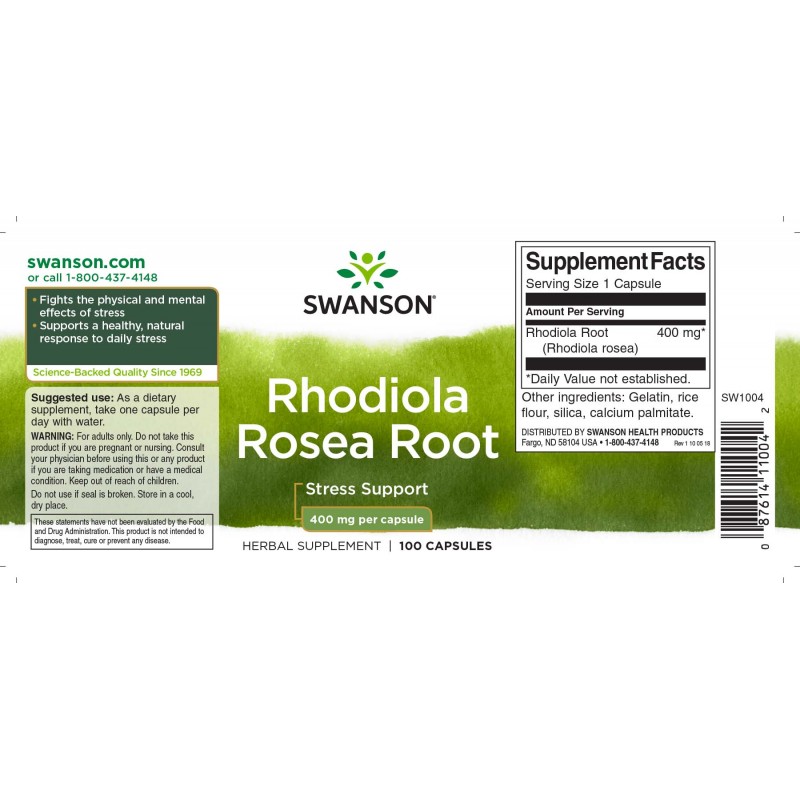 Swanson Rhodiola Rosea Root (radacina) 400mg 100 Capsule - 2 | YEO