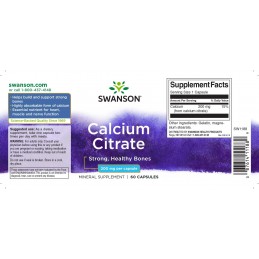 Swanson Calcium Citrate 200mg 60 Capsule – Oase Puternice Beneficii Calciu Citrat: sustine oasele și dinții puternici, nutrient 