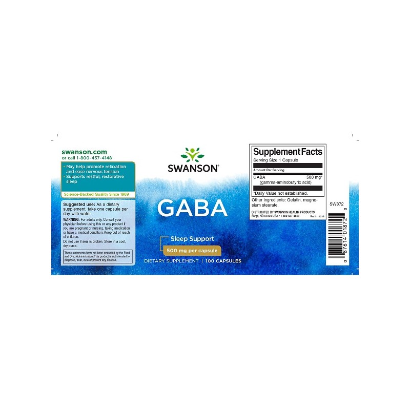 Swanson GABA 500mg 100 Capsule - 2 | YEO