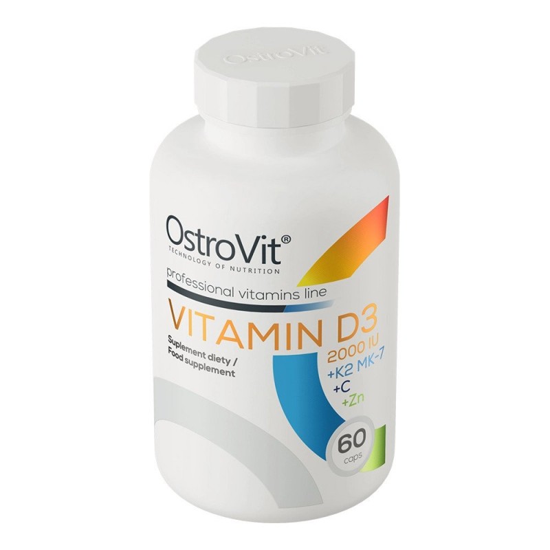 OstroVit Vitamin D3 2000 IU + K2 MK-7 + VC + Zinc - 60 Capsule - 1 | YEO