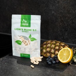 RAW Powders Lion’s Mane 5:1 500 mg 90 Capsule - Memorie si Focus Lion's Mane Extract Coama leului beneficii: ajută in ameliorare