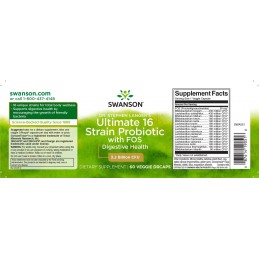 Ultimate 16 Strain Probiotic + Fos 60 Capsule, Swanson Ultimate 16 Strain Probiotic + Fos beneficii: mentinerea si restabilireai
