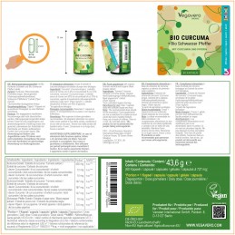 Vegavero Curcumina + Piperina Organic 60 Capsule – Suport Articulatii Curcuma beneficii pentru sanatate: capacitate anti-inflama