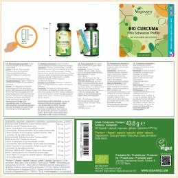 Vegavero Curcumina + Piperina Organic 60 Capsule Curcuma beneficii pentru sanatate: capacitate anti-inflamatorie, curcumina ajut