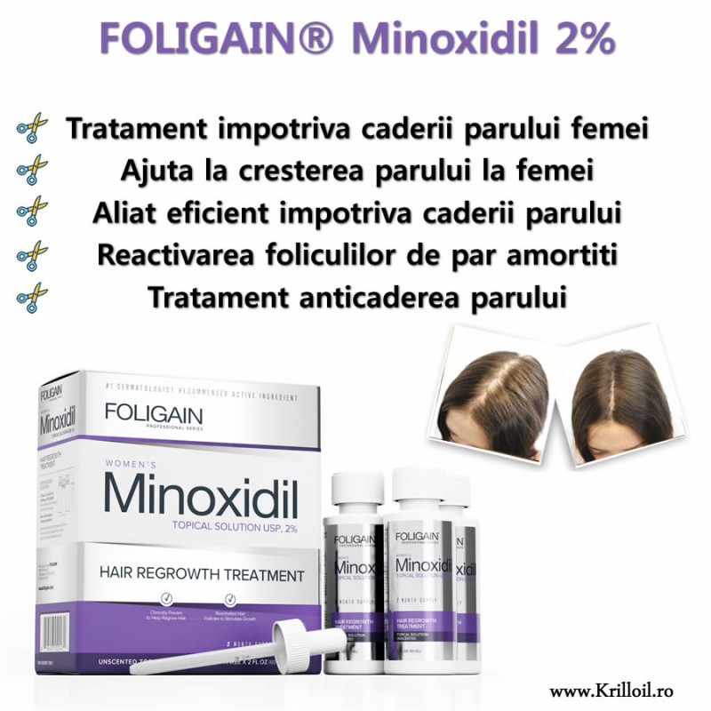 FOLIGAIN MINOXIDIL 2%, Regenerarea parului pentru femei tratament, 3 luni - 1 | YEO