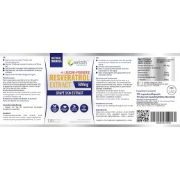 Resveratrol Extract + Inulina + L-Leucine 120 Capsule, Wish Resveratrol beneficii: mentine sanatatea colonului, antioxidant natu