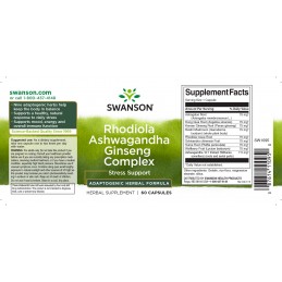 Swanson Adaptogenic Complex 60 Capsule – Rhodiola Ashwagandha Ginseng pentru Energie si Stres Adaptogenic Complex Beneficii: int