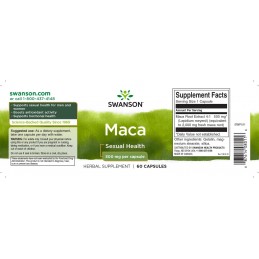 Swanson Maca Extract 500 mg – Supliment Natural pentru Vitalitate si Energie | 60 capsule Beneficii Maca Maca este o plantă adap