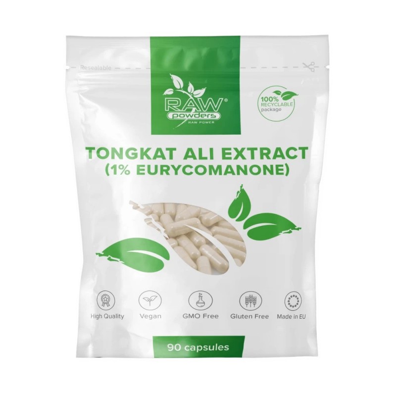 RAW Powders Tongkat Ali Extract 1% Eurycomanone 90 Capsule - Energie si Libidou Tongkat Ali Extract beneficii: creste libidoul n
