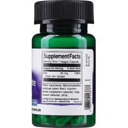 Swanson Fier Citrat 25 mg – 60 Capsule – Pentru Anemie si Energie Zilnica Beneficiile fierului: are concentratie mare pentru sus