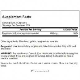 Magnesium Oxide 200mg 250 capsule Swanson Magnesium Oxide - una din cele mai comune săruri de magneziu ce contine o cantitate ma