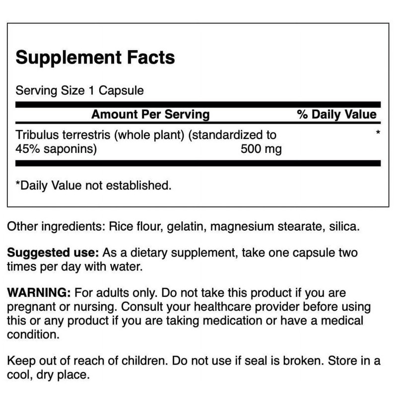 Tribulus Terrestris Extract 500mg 60 Capsule Swanson - 1 | YEO