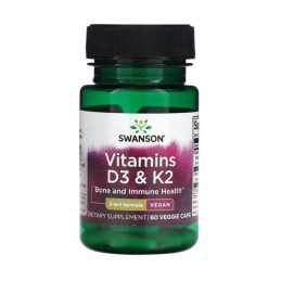 Swanson Vitamin D3 2000 IU + K2 MK-7 75 mcg 60 Capsule – Oase si Imunitate VITAMINA D3 2000 ui + K2 beneficii: creste mineraliza