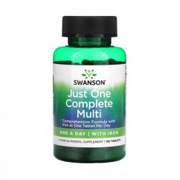 Just One Multi & Iron (Multivitamine cu fier) 130 Tablete Swanson Multi with Iron - un complex de 24 de vitamine și minerale pen