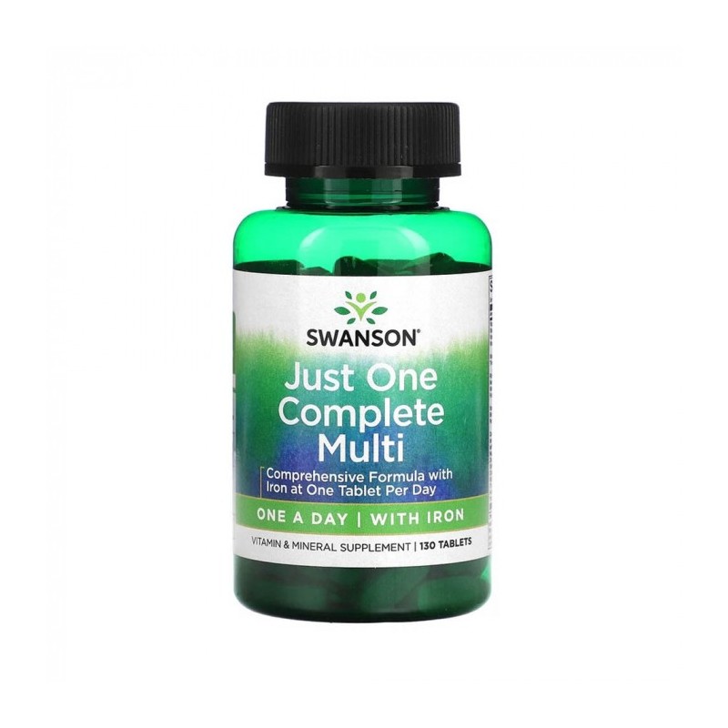 Just One Multi & Iron (Multivitamine cu fier) 130 Tablete Swanson Multi with Iron - un complex de 24 de vitamine și minerale pen