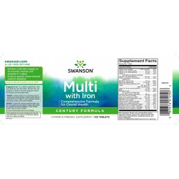 Just One Multi & Iron (Multivitamine cu fier) 130 Tablete Swanson Multi with Iron - un complex de 24 de vitamine și minerale pen