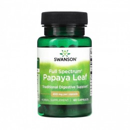 Papaya Leaf Full Spectrum 400mg 60 Capsule, Swanson Papaya Leaf: Supliment Natural cu Beneficii Remarcabile Pentru Digestie, Imu