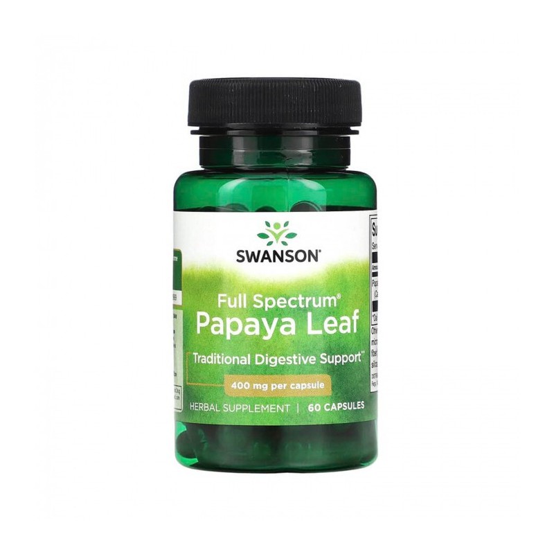 Full Spectrum Papaya Leaf 400mg 60 Capsule Swanson Papaya Leaf: Supliment Natural cu Beneficii Remarcabile Pentru Digestie, Imun