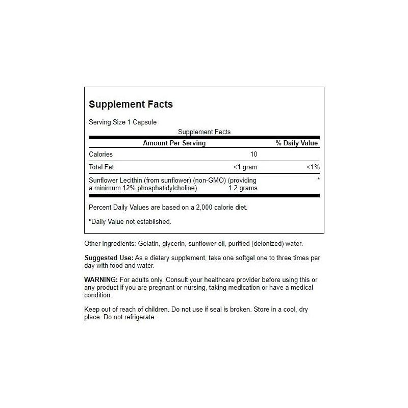Lecitina din floarea soarelui 1.200mg 90 Capsule moi Swanson - 2 | YEO