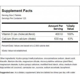 Calcium citrate + Vitamin D3 250 Tablete Swanson BENEFICII CALCIU &amp; VITAMINA D: Vitamina D ajuta la mentinerea sanatatii oas