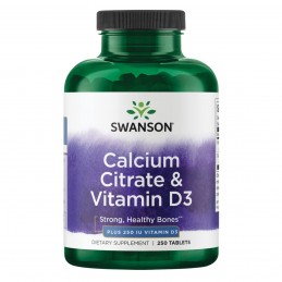 Calcium citrate + Vitamin D3 250 Tablete Swanson BENEFICII CALCIU &amp; VITAMINA D: Vitamina D ajuta la mentinerea sanatatii oas