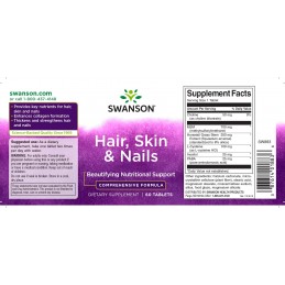 Swanson Hair Skin Nails 60 Tablete – Suport pentru Piele Par si Unghii Hair, Skin &amp; Nails de la Swanson sunt tablete care co