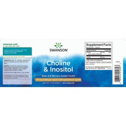 Choline & Inositol 250 Capsule Swanson Choline + Inositol beneficii: sustine functionarea sistemului nervos, participa la metabo