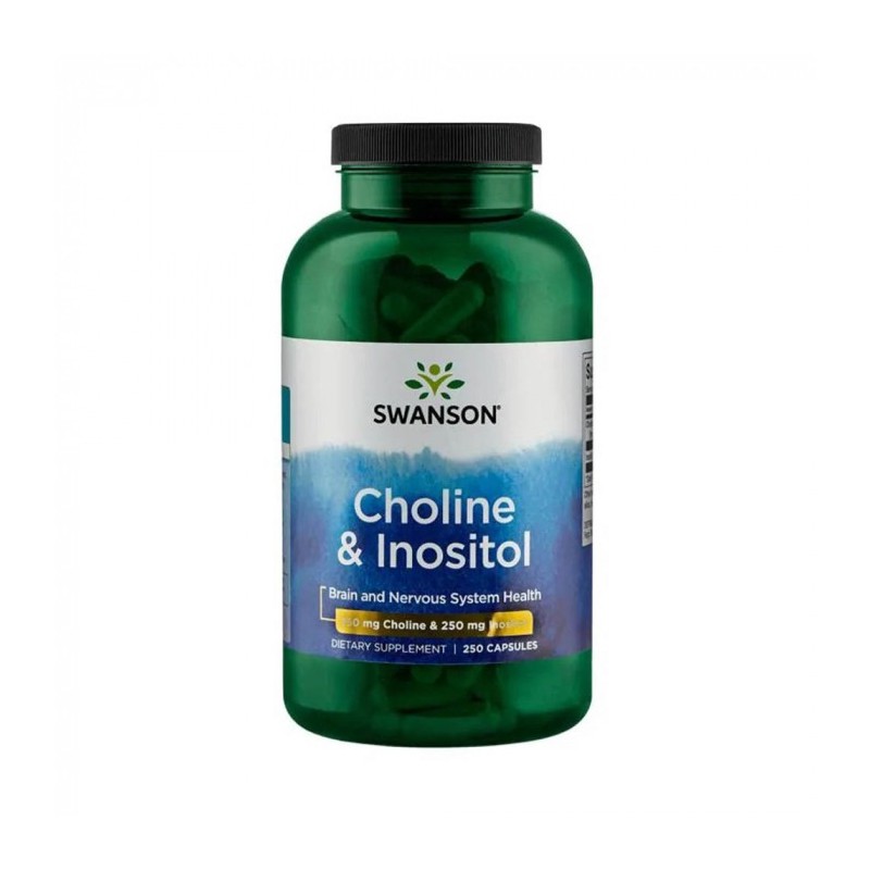 Choline & Inositol 250 Capsule Swanson Choline + Inositol beneficii: sustine functionarea sistemului nervos, participa la metabo