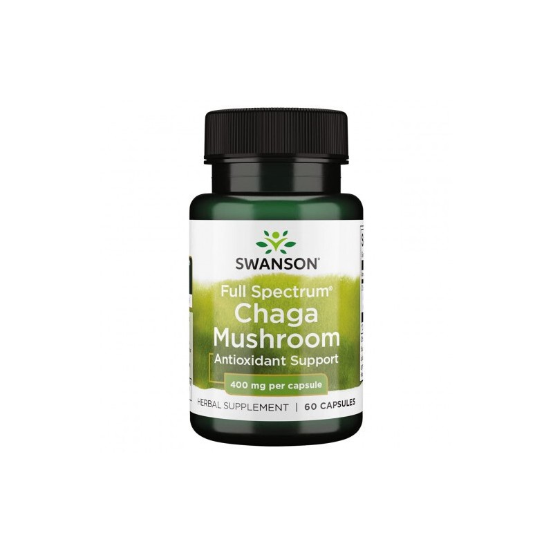 Full Spectrum Chaga Mushroom 400mg 60 Capsule Swanson Chaga Extract este un supliment alimentar pe baza de ciuperci care ofera o