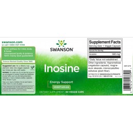 Inosine 500mg 60 Capsule Swanson Beneficii Inozina: sursa importanta de energie, reduce oboseala musculara, ajuta la sinteza pro