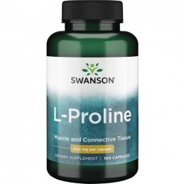 L-Proline 500mg 100 Capsule Swanson L-prolina este un aminoacid cu un rol important ca fundament in sintetizarea colagenului. L-