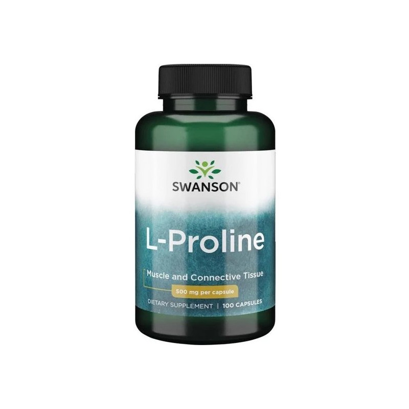 L-Proline 500mg 100 Capsule Swanson L-prolina este un aminoacid cu un rol important ca fundament in sintetizarea colagenului. L-