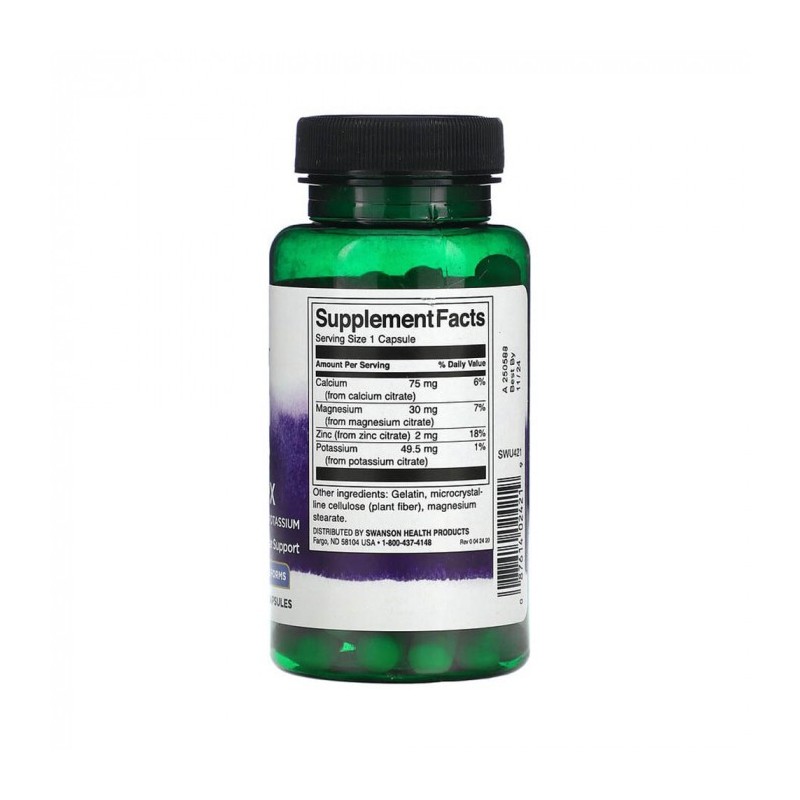 Mineral Citrate Complex (Calciu Magneziu Zinc Potasiu) 60 Capsule Swanson - 1 | YEO