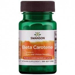 Beta Carotene 10.000 IU 100 Capsule Swanson BENEFICII BETA CAROTENE: dezvolta un bronz auriu, contribuie la protejarea pielii de