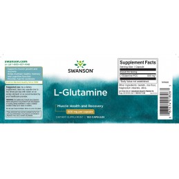 L-Glutamine 500mg 100 Capsule Swanson Beneficii L-Glutamina: poate ajuta recuperarea dupa exercitii fizice, aminoacid important,